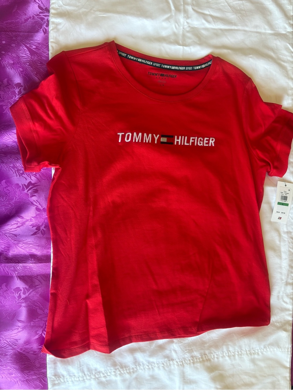 Tommy Hilfiger Red Crewneck Shirt with Logo
